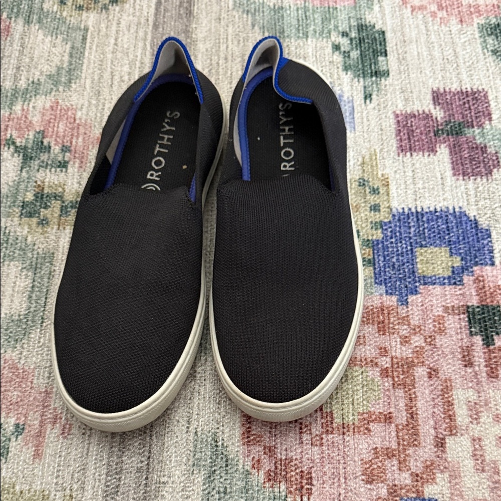 Rothy's Women’s Black and Blue Slip-On Loafers